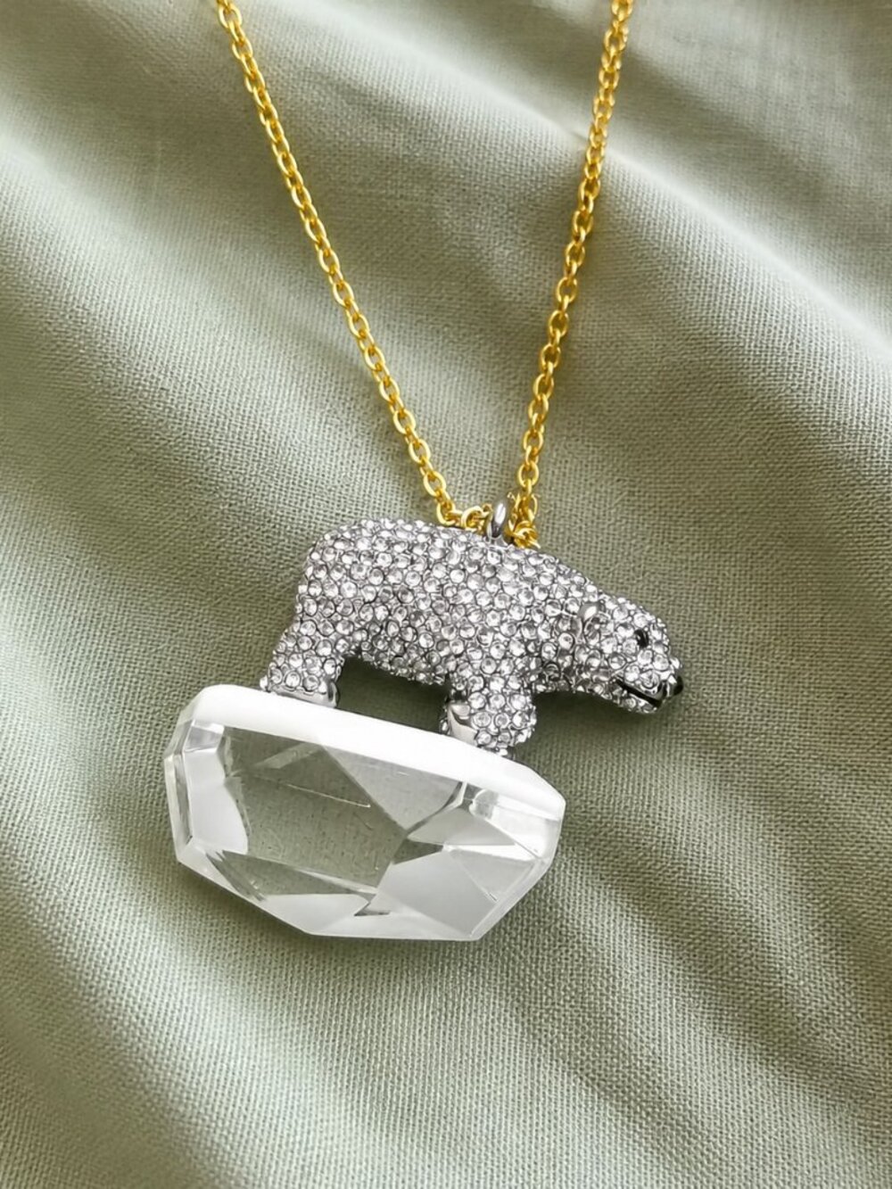 Polar Bear Silver Long Necklace